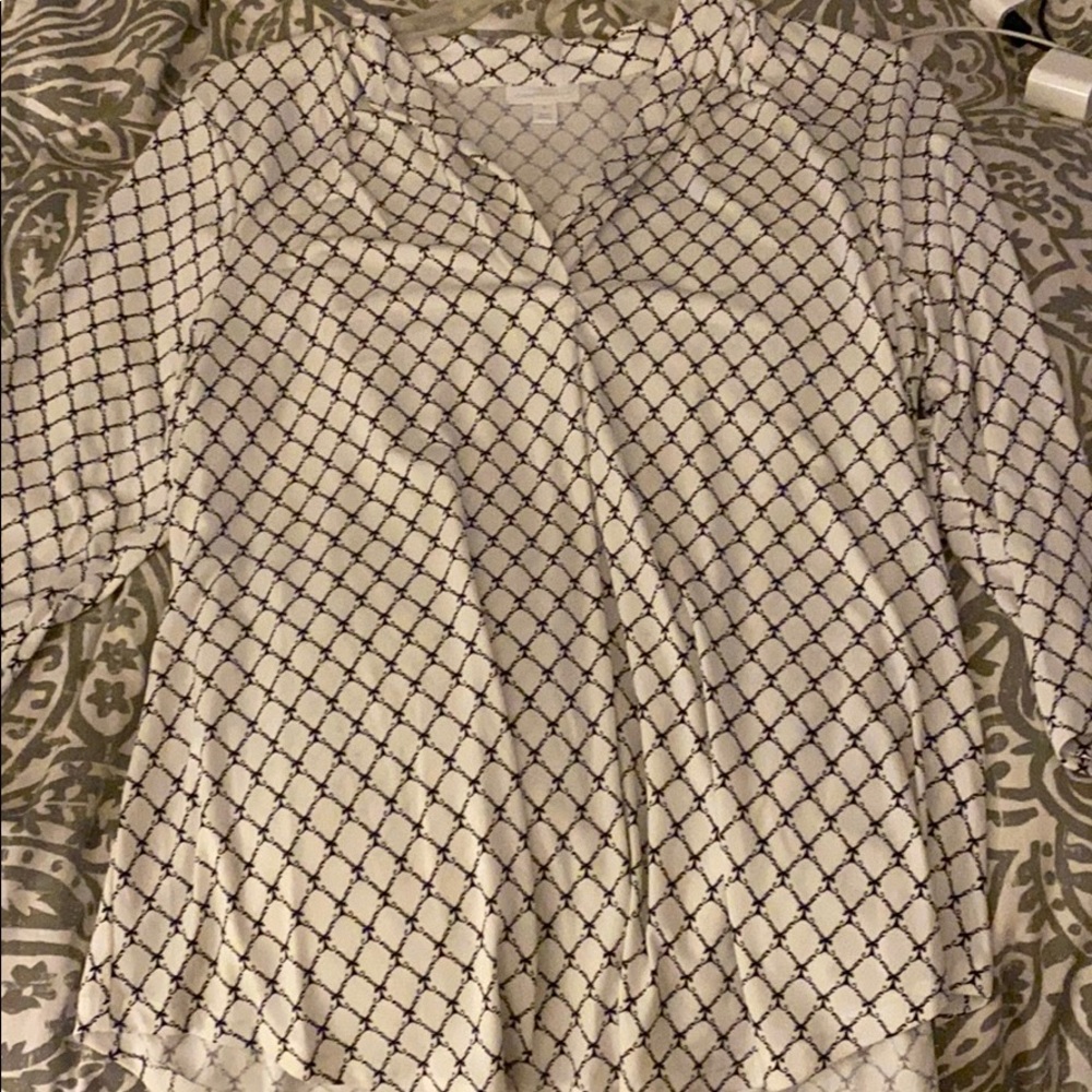 White and blue blouse